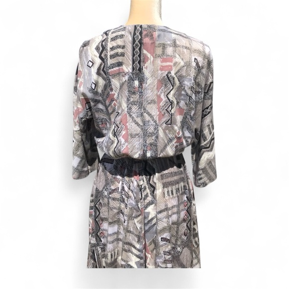 Vintage Handmade B&R Specialties Gray & Pink Geometric Dress | Size 10 - Picture 4 of 9